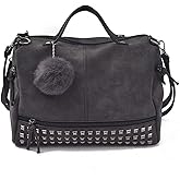Pahajim Studded Tote Bag for Womens Punk Top Handle Handbags Ladies Casual Rocker Purses Shoulder Satchel Bags