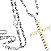 555Jewelry Stainless Steel Cross Necklace Pendant for Men and Women 16-26" Box Chain