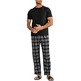 Verdusa Men's 2 Piece Pajama Sets Plaid Pj Set Sleepwear Lounge Set Tee With Pants