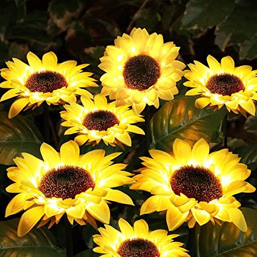 Solar sunflower lights for backyard decor, priced between $26.88 to $32.88.