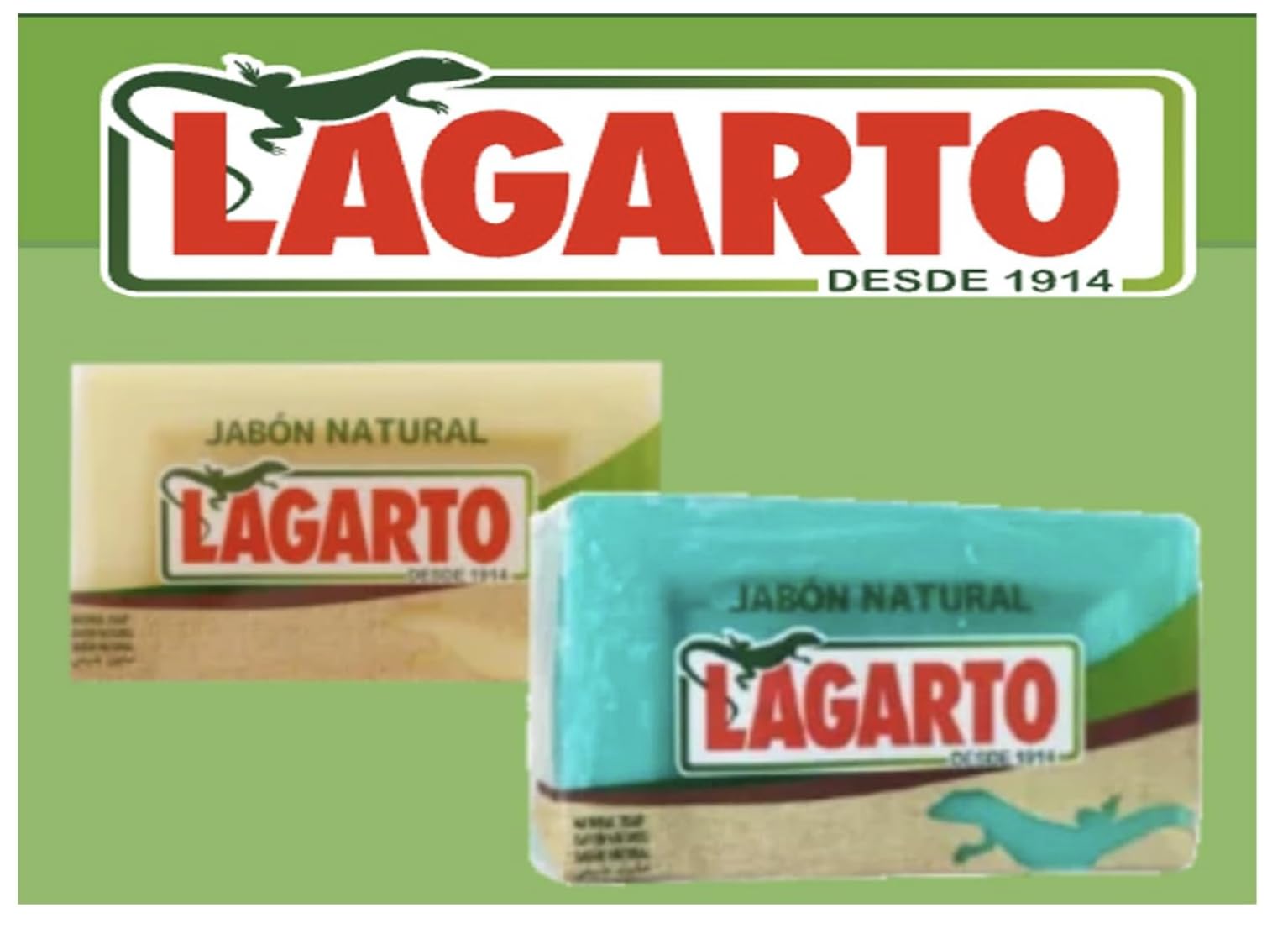 ESCAMAS DE JABÓN LAGARTO 400 Gr + LAGARTO JABÓN NATURAL 250 Gr Soap - (Multi-Purpose Soap -SET OF 2) (JABÓN GREEN+STANDART)
