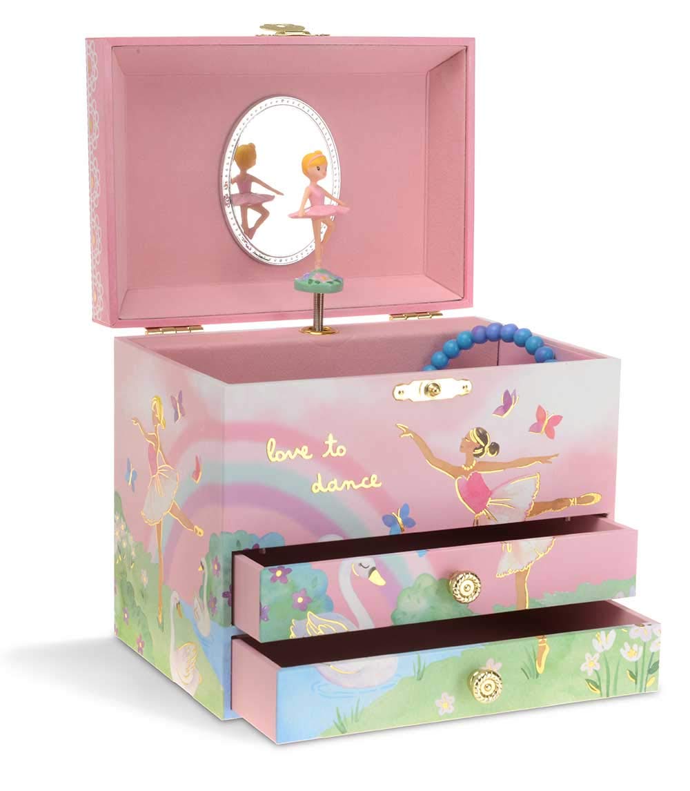 JewelkeeperJewelkeeper Ballerina Jewellery Box for Girls - Elegant Design Girls Jewellery Box (15 x 10.8 x 8.6 cm) with Two Drawers and Twirling Ballerina Figurineand Stylish Key Lock