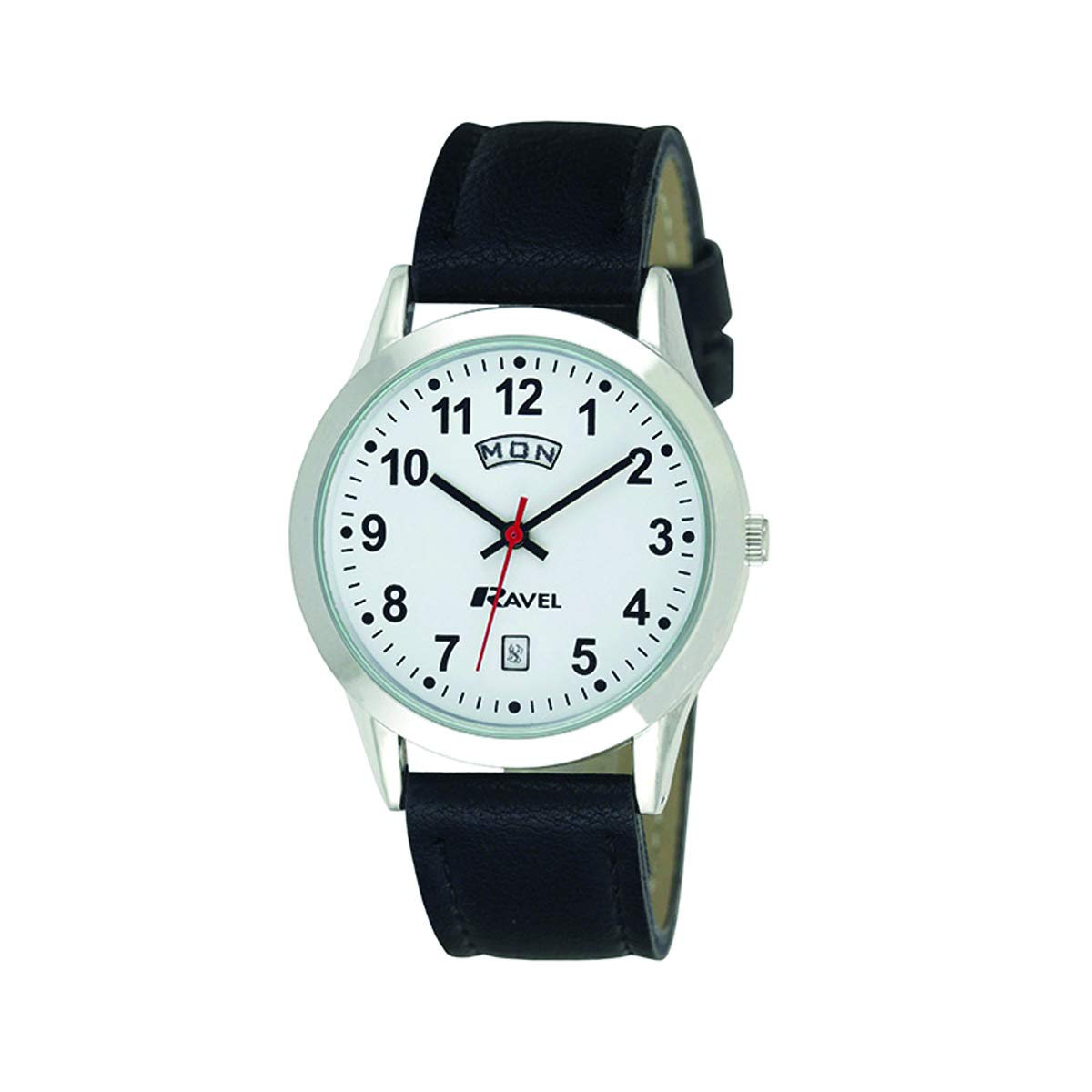 Ravel Women's Classic Day-Date Calendar Watch - Black/Silver Tone
