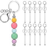 PATIKIL Beadable Keychains, Metal DIY Beaded Keychain Making Kit with Key Rings Chain Bars with Lobster Hook for DIY Crafts