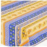 Le Cluny, Monaco Blue, French Provence 100 Percent Coated Cotton Tablecloth, 60 Inches x 120 Inches