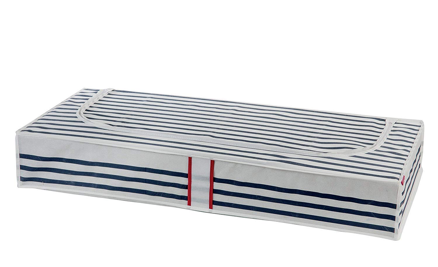 Compactor Extra Flat Underbed Storage Case, Anti-Dust, Mariniere Range, Polypropylene and EVA, 45 x 100 x H15cm, RAN5302, Fabric, White/Blue