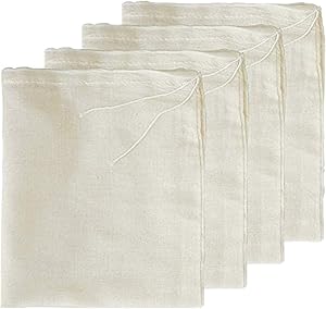 Cheesecloth Bag, 4 Packs Nut Milk Strainer,Cold Brew Bag,100% Organic Unbleached Cotton Muslin Cloth Bags,Reusable Yogurt/Coffee/Tea/Juice/Wine Strainer,Mesh Food Bags (8