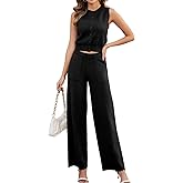 Imimtuan Women's 2 Piece Outfits Sleeveless Suit Vest and Wide Leg Pants Business Casual Suit Work Office