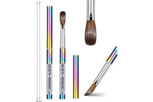 Shine Chance Acrylic Nail Brush Size 10, 100% Real Kolinsky Art Nail Brush for Acrylic Powder Application, Handmade Women Manicure Nail Extension Tool for Professional DIY Home Salon and Beginners