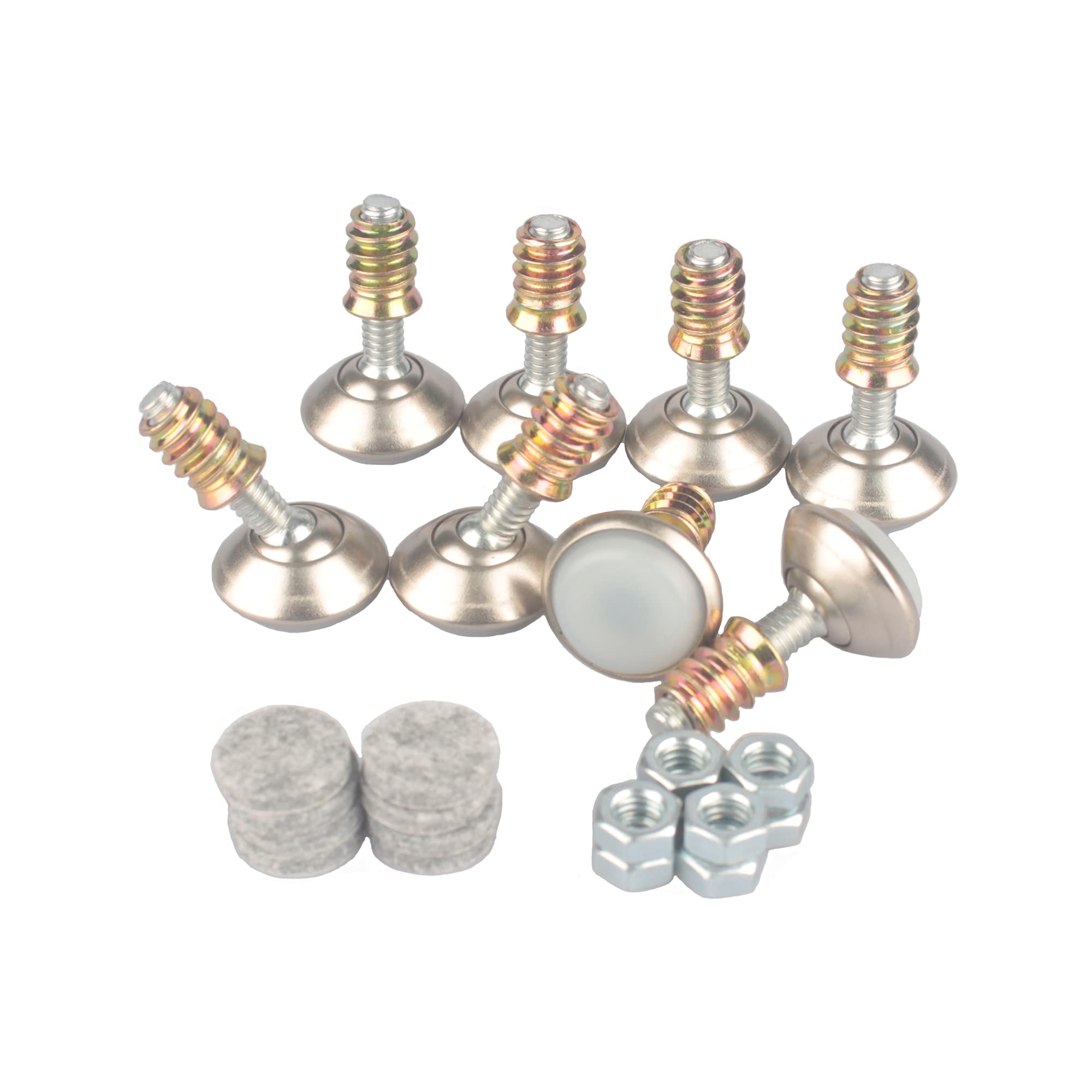 Photo 1 of HUAYY Furniture Levelers Swivel Feet,Angle Height Adjustable(1/4-20 Nut Inserts Kits-8 Sets),Heavy Duty Leveling Legs for Table Chairs Cabinets Sofa,with High-Density Self-Adhesive Felt Pads