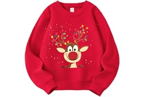 AQYLXLHH Toddler Boys Girls Christmas Sweatshirt Kids Ugly Xmas T-Shirt Excavator Deer Graphic Long Sleeve Outfit 2-7 Years