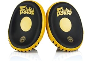 Fairtex FMV15 Muay Thai Boxing Focus Punch Mitts | Premium Syntek Leather Boxing Mitts-Lightweight & Durable Microfiber | Curved Design for Precision, Shock Absorbent & Enhanced Accuracy