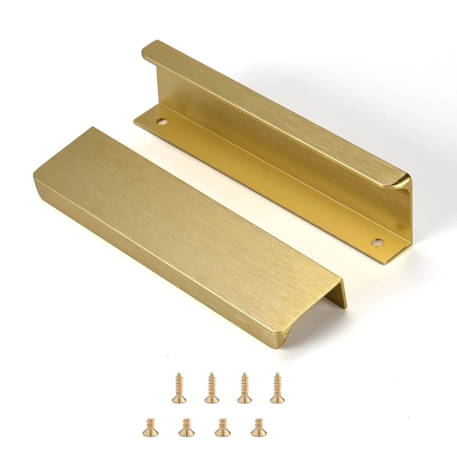Ndjiloik Pack of 10 Hidden Door Handles, Cabinet Handles, Furniture Handles, Modern Kitchen Handles, Aluminium for Wardrobe, Door, Drawers, Gold, Total Length 150 mm