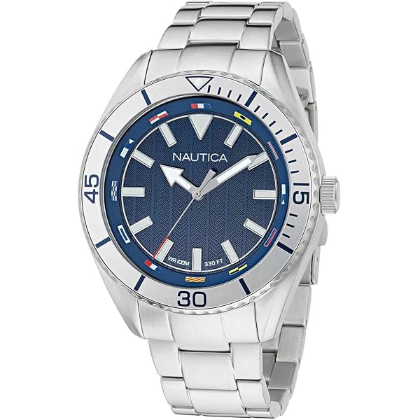 Nautica NAPCWS302 Clearwater Beach - Reloj De Pulsera De Acero Inoxidable Reciclado (85%) Para Hombre, Tono Plateado/azul/SST, Contemporáneo
