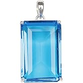 GEMHUB 105 Carat Blue Topaz Gemstone Pendant Without Chain 925 Sterling Silver Emerald Shape Topaz Pendant Without Chain