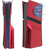 FacePlates for PS5 Pro Disc Edition Cover Plate for PS5 Pro with Cooling Vents ABS Anti-Scratch Dustproof Protective Shell Replacement Face Plate for Playstation 5 Pro Accessories Black (Volcanic Red)