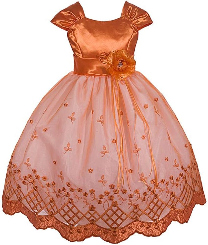 AMJ Dresses Inc LittleGirls' Orange Flower Girl Pageant