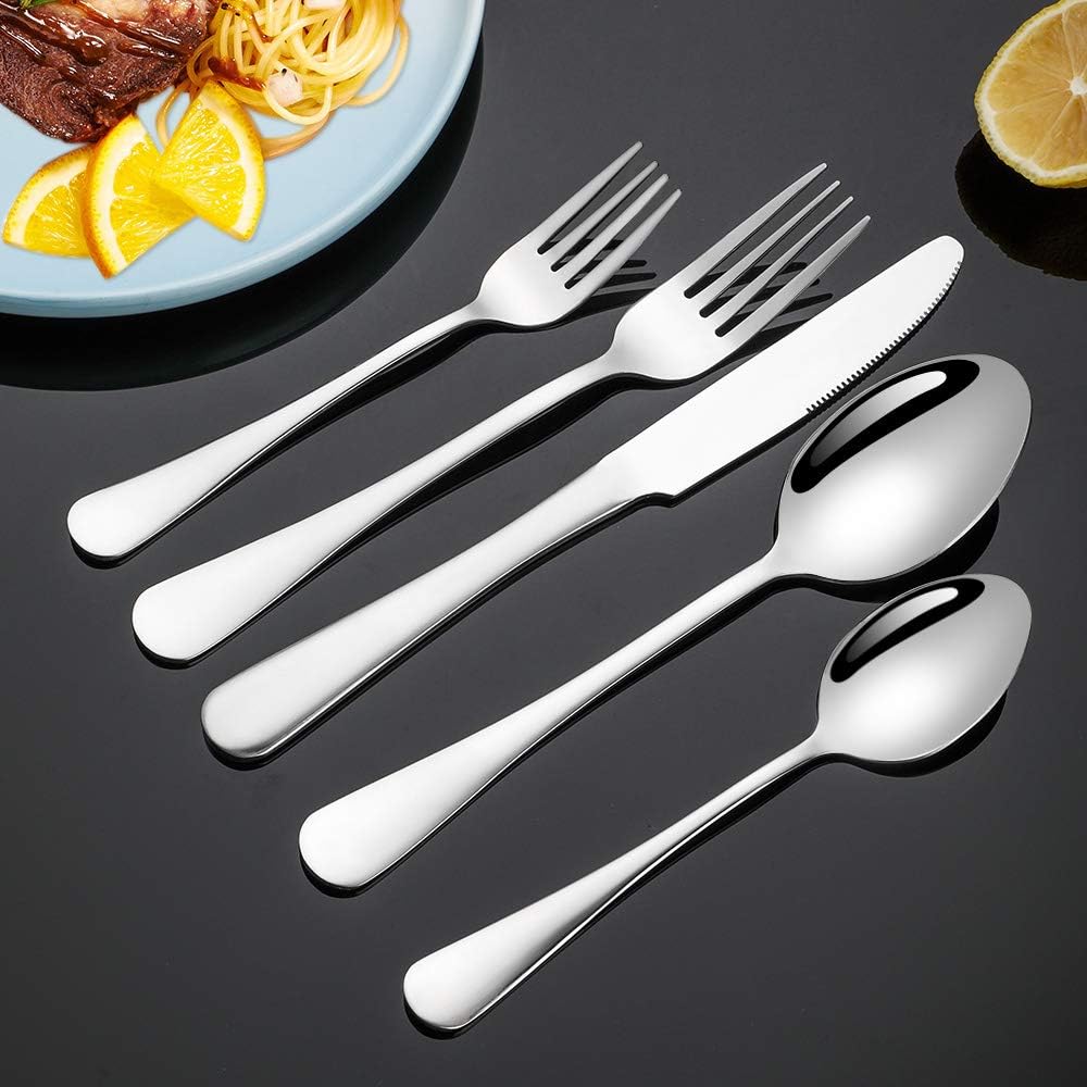  | Silverware Set, Briout Flatware Set service for 4, Stainless Steel Cutlery Set 20 Piece Include Upgraded Knife Spoon Fork, Mirror Polished, Dishwasher Safe: Flatware Sets