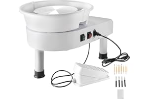 MAOPINER 25CM Pottery Wheel Forming Machine 350W Electric DIY Clay Tool with Foot Pedal and Detachable Basin for Ceramic Work Art Craft