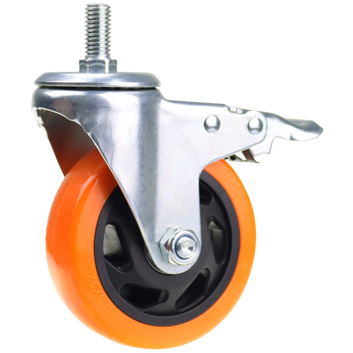 Stem Casters Aozel Heavy Duty Swivel Threaded Stem Caster Wheels with American Size 1/2''-13x1'' Thread Dual Locking Wheel with Brakes Pack of 4 (4 Inch): Industrial & Scientific