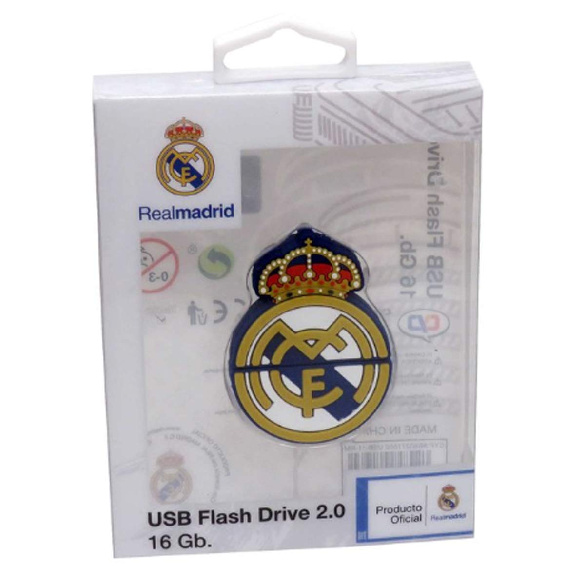 Real Madrid USB-11-RM Pendrive Rubber Shield, 16 GB, 1 x 4.2 x 5.8 cm