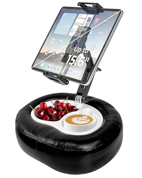 INSSKY TABLET PILLOW STAND WITH STORAGE LINER – LEATHERETTE, STABLE SUPPORT FOR 6.1-15.6 INCH DEVICES, WATERPROOF & FOLDABLE FOR SOFA/BED/FLOOR, FIT THICKNESS CASE FOR IPAD PRO/AIR/MINI, GALAXY TAB