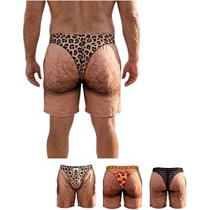 The Cheeky Commando Novelty Prank Swim Trunks, Funny 3D Hairy Legs Fake Briefs Beach Shorts, Mens Prank Swim Trunks