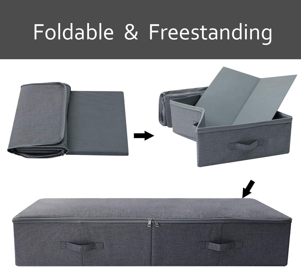 iwill CREATE PRO Large Under The Bed Storage Container for Duvets, Blankets Bedding Accessories, Black Gray: Home & Kitchen