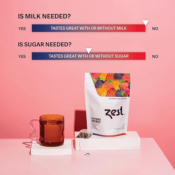 ZEST ENERGY GREEN TEA – SUPERBERRY SAMBA – HIGH CAFFEINE STRAWBERRY, ACAI, & PASSION FRUIT TEA – CAFFEINATED COFFEE ALTNERNATIVE WITH ANTIOXIDANTS – NATURAL, NON-GMO & KETO – 20CT PACK – 135MG CAF