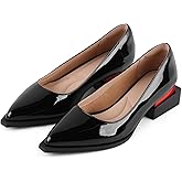 Chunky Heel Womens Pumps Stylish Pointed Toe Pumps Shoes for Women Comfortable Low Heels Fashionable Dress Shoe for Work Office Walking