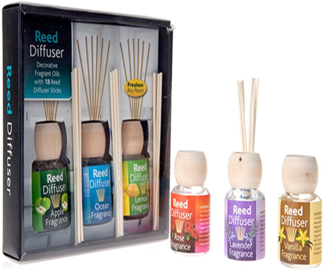 Set Of 3 35ml Liquid Fragrance Reed Diffusers With 18 Reed Diffuser