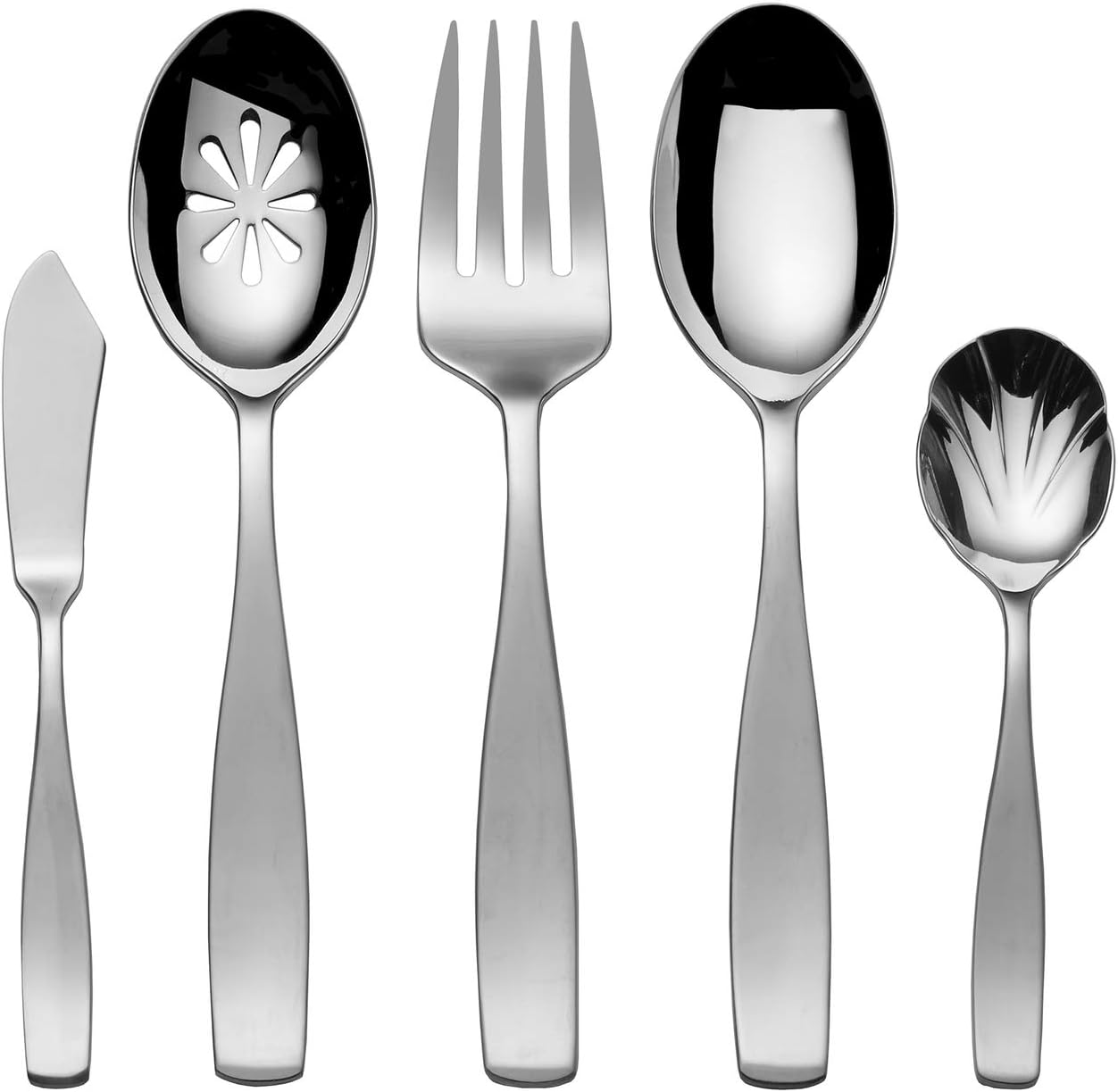 Mikasa Satin Loft 65-Piece 18/10 Stainless Steel Flatware Set with Serving Utensil Set, Service for 12: Kitchen & Dining