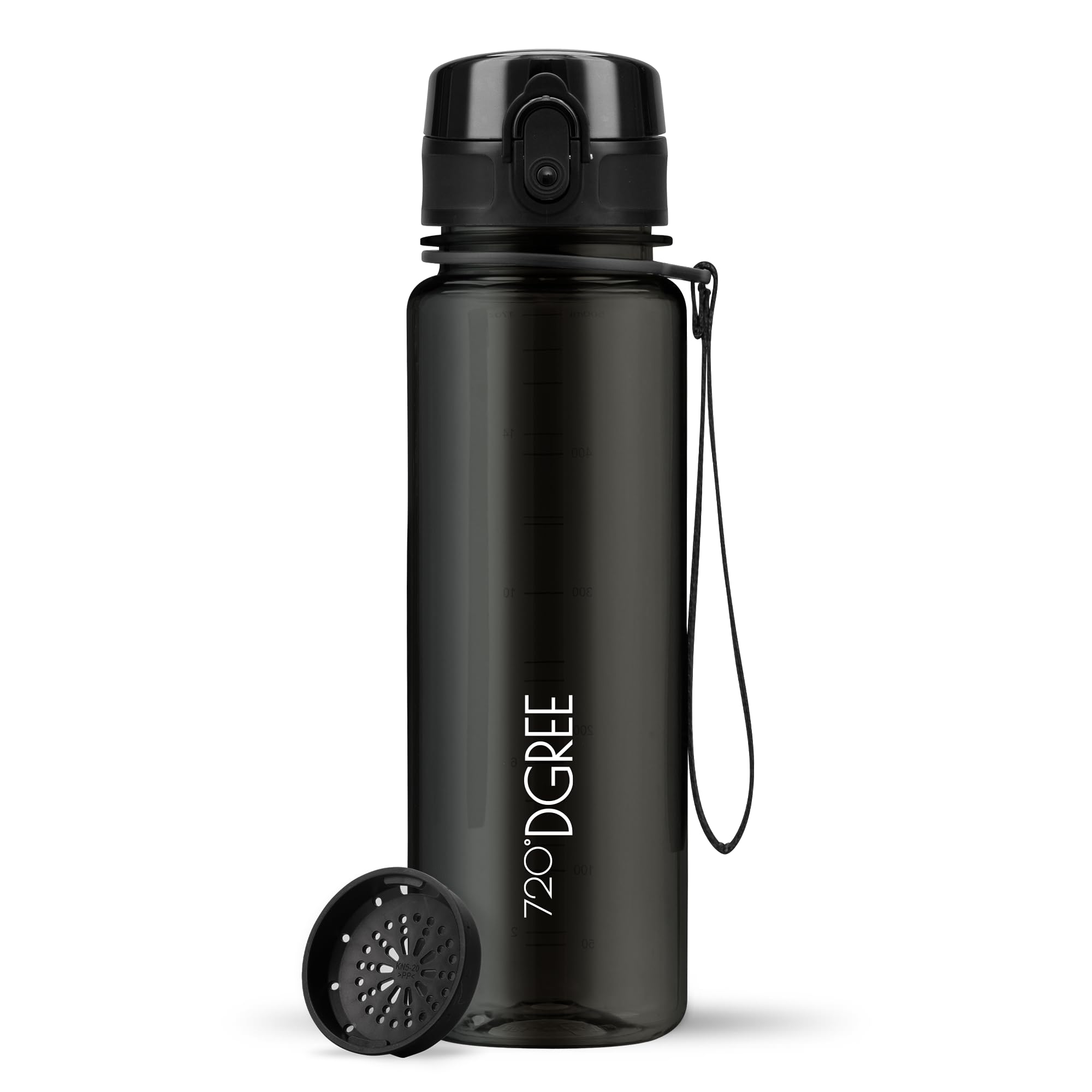 720°DGREE Water Bottle Kids 500ml “uberBottle“ crystalClear +Sieve - BPA-Free Tritan, Leakproof, Reusable Drinking Bottle - Waterbottle for Children, School, Playground, Boys, Girls, Handbag, Sport
