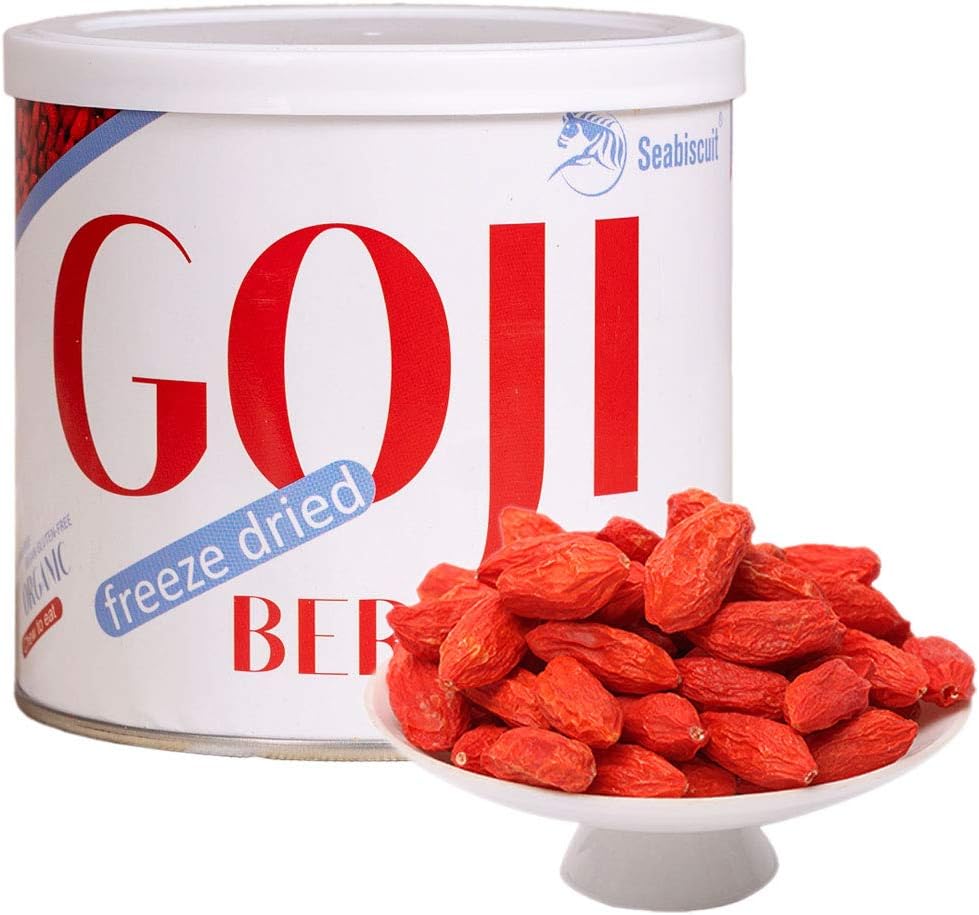 Seabiscuit Healthy Snacks - Freeze Dried Goji Berries Astronaut Food, Crispy Delicious Fruit, USDA Organic Certified, Large Fruit, Non GMO, No Sugar Added (2.11 Ounce)
