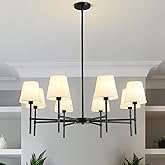 RUIYEY Dining Room Chandeliers Light - 35.8" Modern Black Chandelier, 8-Light Metal Farmhouse Dining Room Light Fixture, E26 