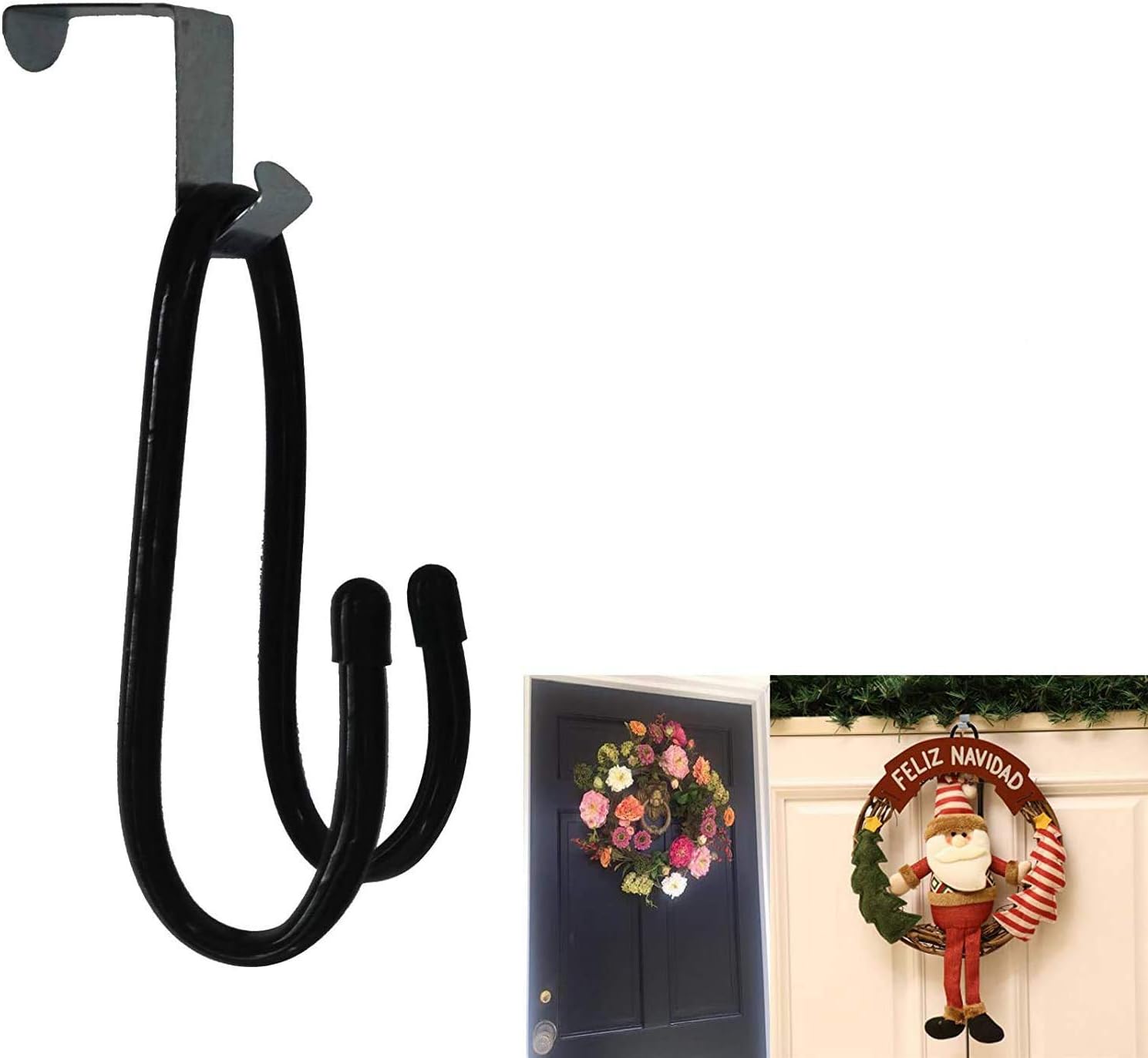 Wreath Hangers - Pmsanzay Pack of 2, Wreath Hanger, Metal Adjustable - Over The Door Wreath Hanger Wreath Holder Wreath Hook Front Door Hanger for Door Christmas Decoration (Hold up to 20 lbs)