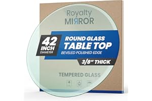 ROYALTY MIRROR Royalty 42" Inch Round Tempered Glass Table Top – Clear Table Top Glass – Useful for Replacement, Tabletop Protector, Patio, Dining, Coffee, Desks - 3/8" Thick Beveled Edge