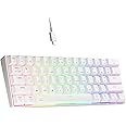 Newmen GM610 60% Wireless Mechanical Gaming Keyboard,Wired/Bluetooth/2.4G Keyboard,RGB Backlit,61 Anti-Ghosting Keys,Programmable,Hot-Swappable,for Windows Mac Android (White/Red Switch)