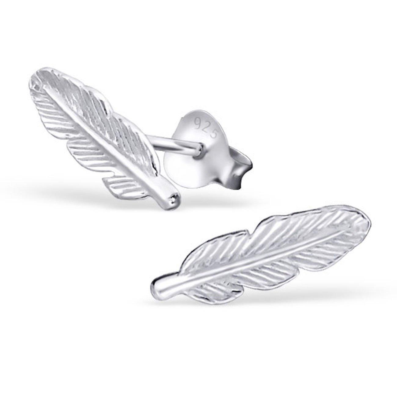 925 Sterling Silver Feather Stud Earrings for Women & Girls – Nature Jewellery Gift Boxed