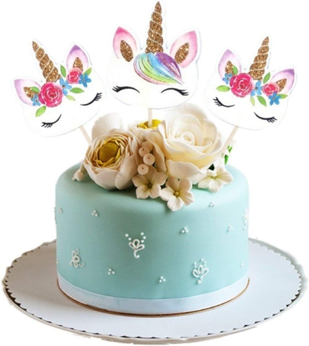 Heaviesk 24 Pcs Set Licorne Dessin Anime Cupcake Toppers Gateau Decorant Insert Carte Choisissez Mariage Enfants Fete Danniversaire Decor Fournitures Rangement Cuisine Maison Vssansthan Org