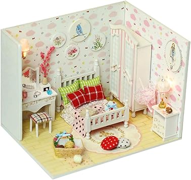 Docooler Doll House Dream House DIY Miniature House Building Kit Wooden Furniture Toys for Child Girl Boy