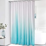 Furlinic Shower Curtain 78x78 Inch Mould Proof Polyester White Turquoise 12 view 5