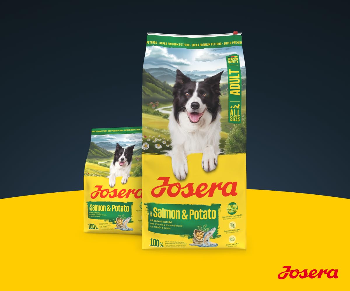 JOSERA Adult Lachs & Kartoffel (1 x 12,5 kg) | Premium Trockenfutter für ausgewachsene Hunde (auch Senioren) | Monoprotein - 100% Lachs | wenig Protein | getreidefrei | Hundefutter | 1er Pack 8