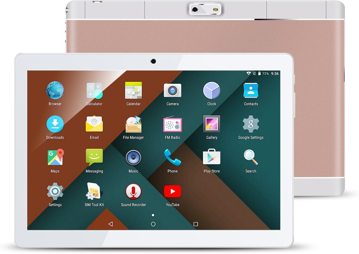 10.1 Inch Android Tablet Quad Core Phablet, Unlocked 3G Cell Phone Qimaoo Tablet 2GB RAM 32GB ROM up to 64GB Storage, Dual Sim Card Slots, Dual Camera 2+5MP, Wifi GPS Game, Google Play, HD IPS Screen