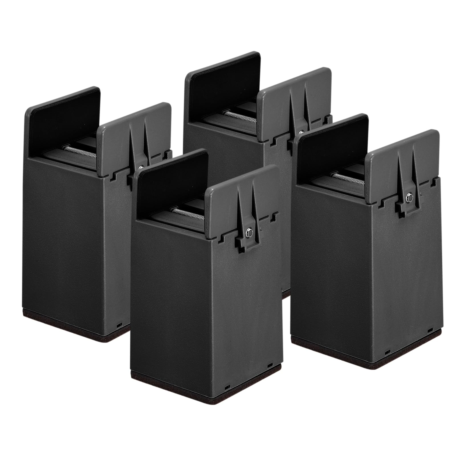 Photo 1 of uxcell 4 inch Bed Risers with Adjustable Screw Clamp, 4Pcs Furniture Risers for Bed, Desk, Sofa, Table, Fit for Furniture Thickness 0.39-1.96", Supports 5000 Pounds, Black