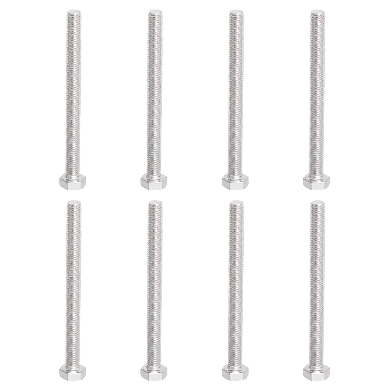 Aopin M6 x 100mm Hex Head Bolts Screws Grade 5.8 Stainless Steel, Fasteners Fully Machine Threaded SUS304 8 Pcs