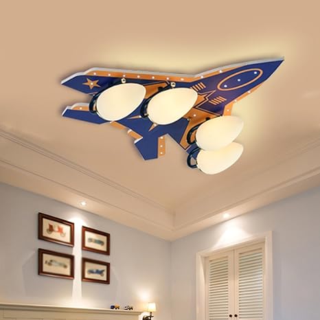 Amazon Co Jp 天井ランプ Ledアイプロテクション照明航空機子供部屋天井ランプクリエイティブ漫画の男の子の赤ちゃんの部屋のベッド ルームランプe27 家庭の照明 色 B ホーム キッチン