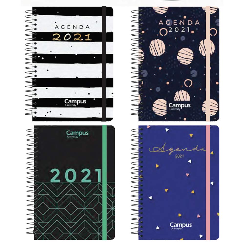 Plus Office 2021 Spiral Diary Cover Polypropylene Campus Graphic A5 Week to View 4 Assorted Designs