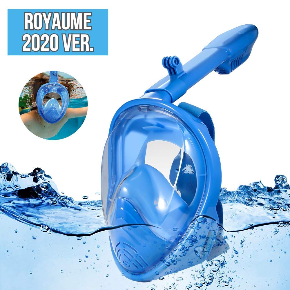 Royaume Full Face Snorkel Mask Foldable 180 Panoramic View (Blue, M)