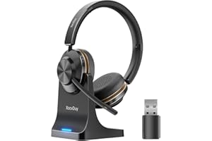 Bluetooth Headset, Wireless Headset with Mic for Work, Bluetooth 5.3, Wireless Headphones with AI Noise Cancelling Microphone